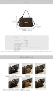 Detailed size guide and specifications for women's PU leather crossbody square bag