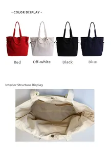 Detail view of the multi-compartment interior and large storage of the tote bag