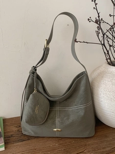 Women Large Capacity Retro PU Leather Tote Bag Contrast Stitching Slouchy Shoulder Crossbody Bag With Mini Pouch Wallet