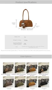 Tableau des tailles et options de couleurs pour le sac à main rétro en suédine