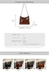 Detailed dimension guide showing the PU leather tote bag size with strap length