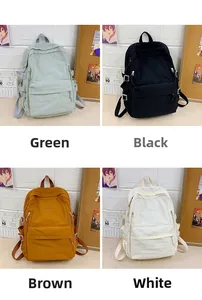 Vier Farben minimalistischer Nylon-Rucksäcke in Grün, Schwarz, Braun und Weiß zur Auswahl