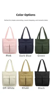 Detailed grid showing six available colors for this large nylon shoulder tote bag