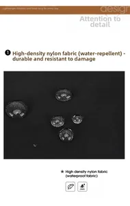 Close-up of high-density waterproof nylon fabric with water droplets on the surface