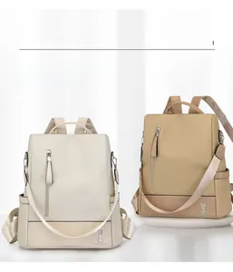 Detail showing the 3D woven texture and leather bottom of the off-white casual backpack