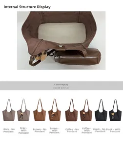 Détail d'un grand sac cabas avec pochette assortie et fermeture magnétique