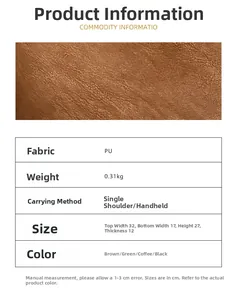 Detail view of lychee pattern PU leather material with shoulder bag specifications