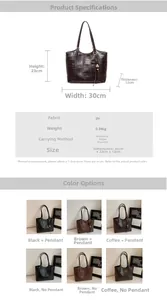 Detail specifications of crocodile pattern tote bag showing dimensions and color options