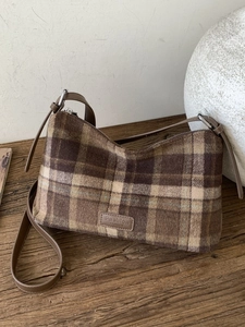 Sac à Épaule Plaid Vintage pour Femmes en Cuir PU Grande Capacité Sac Sous le Bras pour Navettage Quotidien Style Britannique Mode