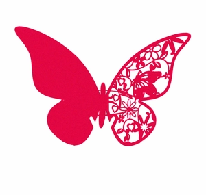 Sticker mural papillon 3D et marque-place ajouré rouge rose pour décoration de mariage