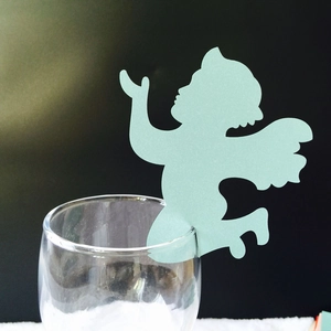Angel Cupid Shape Wine Glass Place Cards Laser Cut Hollow Pearlescent Paper Cup Decorative Cards For Wedding Birthday Party