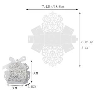 Detalle de la estructura plana y las dimensiones de la caja de caramelos cortada por láser
