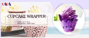 Detail of pink and purple hollow vine cupcake wrappers in decorative pearl card