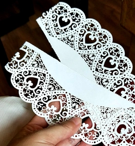 Laser Cut Heart Lace Paper Decorations Hollow Out Pearlescent Paper For Wedding Party DIY Scrapbooking Crafts Aesthetic White Paper