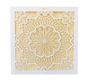 Luxury Laser Cut Wedding Invitation Card Pearlescent Paper Mandala Hollow Out Greeting Card For Wedding Engagement Party