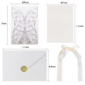 Élégant kit d'invitation de mariage découpé au laser avec papier perlé et ruban de soie