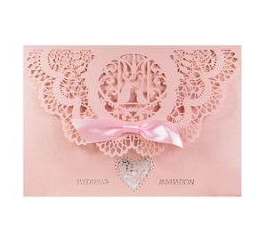 Laser Cut Wedding Invitations Hollow Lace Bird Heart Design With Envelope Inner Sheet Ribbon For Engagement Party Celebration