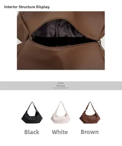 Detailed internal view and color options for textured leather tote bag with zipper