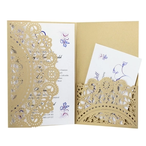 European Style Laser Cut Wedding Invitation Cards With Envelopes Pearl Paper Hollow Lace Floral Invitation For Engagement Party