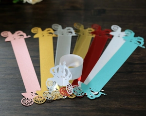 Laser-cut hollow pumpkin carriage paper napkin rings in diverse pearl finishes