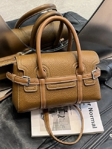 Damen Litschikorn PU Leder Schultertasche Ziernaht Gürtelschnalle Umhängetasche Mode Handtasche Mit Griff