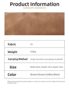 Detailed size chart and material specifications for this large capacity PU shoulder bag