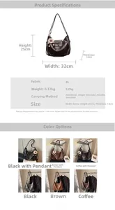 Detailed dimensions and color options for the large capacity PU leather tote bag