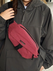 Waterproof Nylon Grid Pattern Chest Bag For Men Women Casual Outdoor Sports Crossbody Shoulder Bag Streetwear Waist Pack