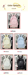 Detailed grid view of high-capacity polka dot backpacks in five soft macaron colors