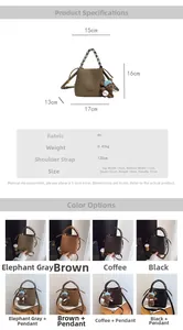 Spécifications détaillées de taille et options de couleur pour le sac seau en cuir PU