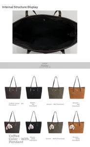 Vue détaillée du grand sac cabas avec poches zippées et options de couleurs