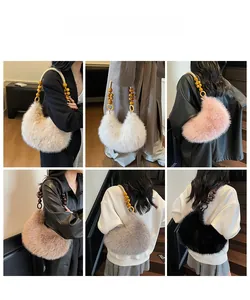 Detail showing wooden bead handles and faux fur textures in six assorted colors