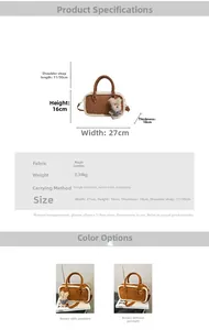 Tableau des tailles pour sac en daim marron avec bordure peluche et breloque ours