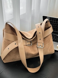 Grand Sac Bandoulière Hobo en Suédine pour Femmes Sac Fourre-tout Vintage en Daim avec Boucle de Ceinture Sac de Voyage