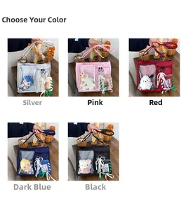 Five colors of large capacity Ita bags with transparent PVC windows for displaying items
