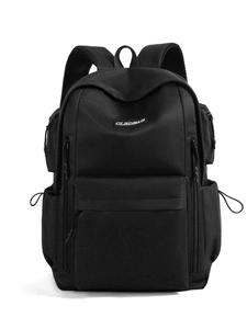 Black lightweight travel backpack with large capacity and multi-functional compartments