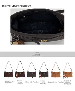 Internal structure and multi-color view of large vintage shoulder bags for women