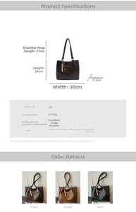 Spécifications de taille détaillées et options de couleurs pour le grand sac cabas