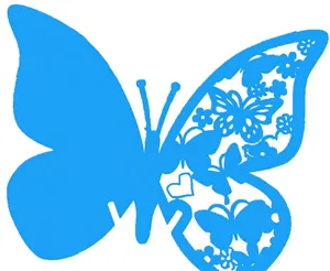 Laser-cut hollow butterfly place cards in bright blue for wedding table and wall decoration