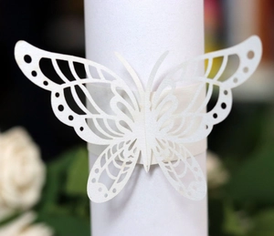 Butterfly Napkin Rings Laser Cut Hollow Pearlescent Paper Elegant Table Decoration For Wedding Banquet Party Dining Supplies