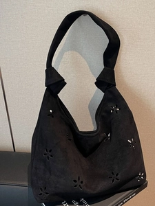Simple Retro Women Bow Knot Shoulder Bag Hollow Out Flower Design PU Leather Large Capacity Underarm Tote Bag Fashion Casual Handbag