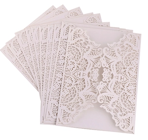 Laser Cut Invitation Covers Pearlescent Paper Hollow Floral European Style Wedding Party Banquet Celebration Invitation Shells