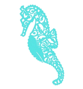 Elegant cyan laser-cut seahorse place card for wedding wine glass decoration