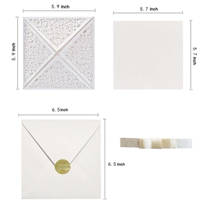 Laser cut lace floral wedding invitation set with envelopes and size dimensions