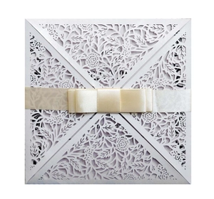 European Laser Cut Wedding Invitation Cards Pearlescent Paper Rose Lace Hollow Invitations For Marriage Banquet Party