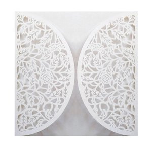 Laser Cut Wedding Invitation Cards Hollow Rose Flower Pearlescent Paper For Engagement Party Envelopes Inner Pages Ribbons