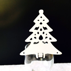 Christmas Tree Wine Glass Place Cards Hollow Laser Cut Pearlescent Paper Name Cards For Party Banquet Festive Table Decoration