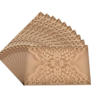 Laser Cut Invitation Card Elegant Artificial Pearl Paper Hollow Floral Lace Invitations For Wedding Party Banquet Event Stationery