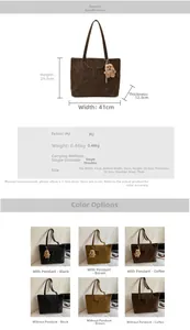 Detailed size chart for the PU leather tote bag with dimensions and capacity info