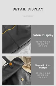 Macro detail of black leather texture with magnetic closure and bright yellow zipper accent